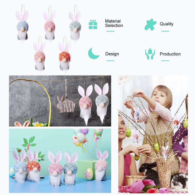 Bunny Gnome Spring Easter Swidish Tomte Dwarf Hanging Ornament 10 Pcs (3)