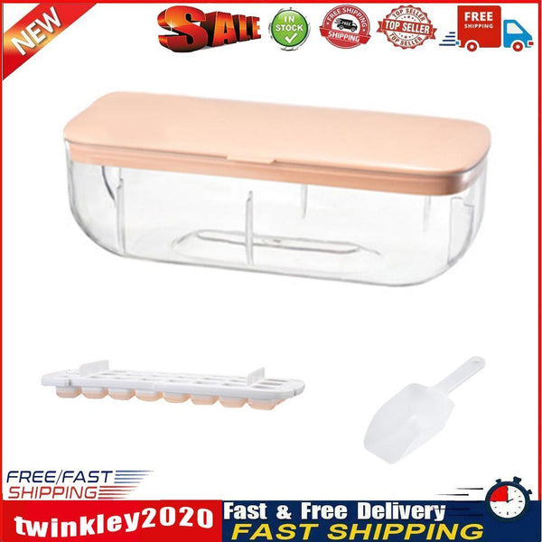Ice Cube Tray with Lid Silicone Ice Maker Mold Bar Kitchen Tools (Pink) Newly