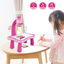 Children LED Projector Art Drawing Table Toys for Paint Learning (Pink) Newly
