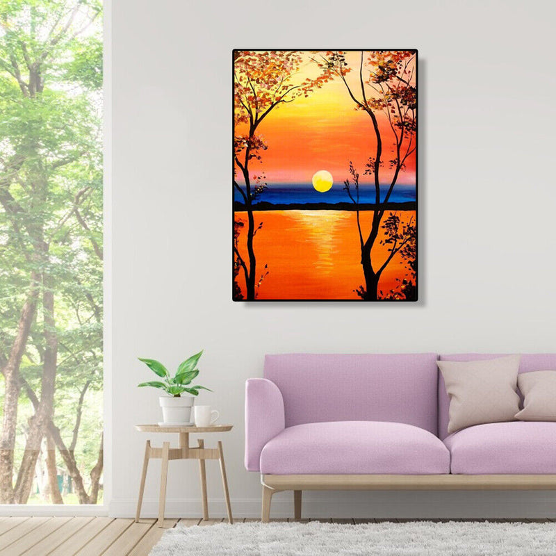 Painting By Numbers DIY Kit Sunset Tree Canvas Oil Art Picture Home Wall Decor