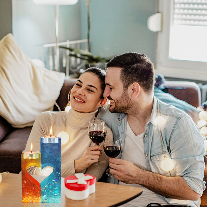 Candle Holder Molds Heart Silicone Tealight Candlestick Molds Kit - White Newly