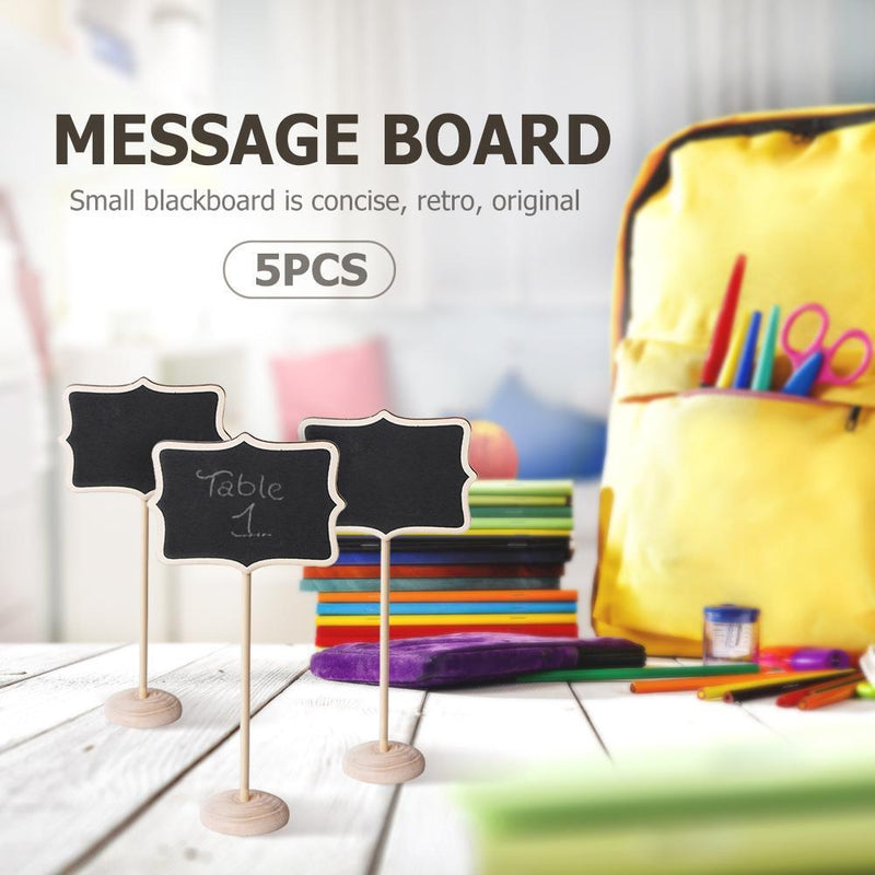 5x5pcs Mini Wooden Chalk Blackboard Signs Chalkboard Message Board (Flower)