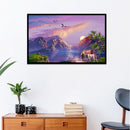 11CT Animal Two Horses Sunset Cross Stitch Printed Full Embroidery Kit Home Art