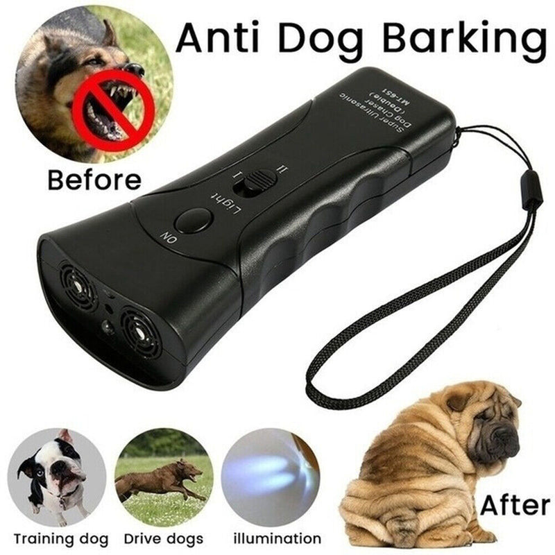 2 in 1 Ultrasonic Deterrents Dog Repeller Portable LED Pet Training Stop Barking