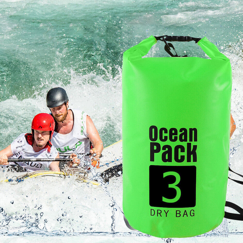 Waterproof Dry Bag Pack Sack Swimming Kayaking River Trekking (3L Green) Newly