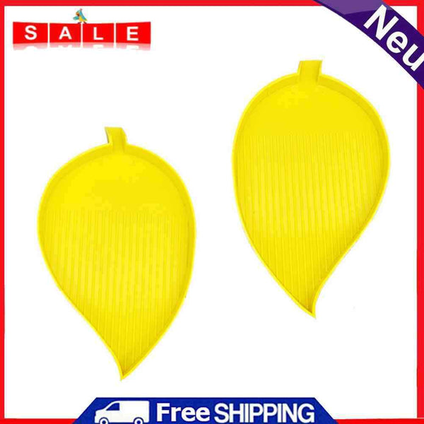 2x Diamond Painting Tray Leaf-shaped Rhinestone Drill Plate Handmade Craft Tools