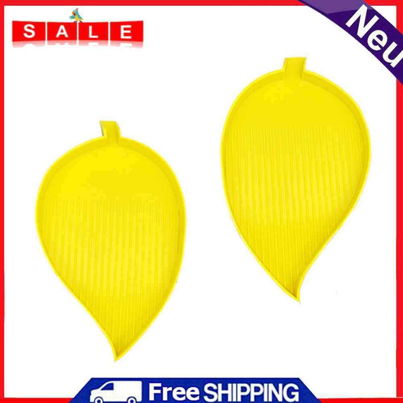 2x Diamond Painting Tray Leaf-shaped Rhinestone Drill Plate Handmade Craft Tools