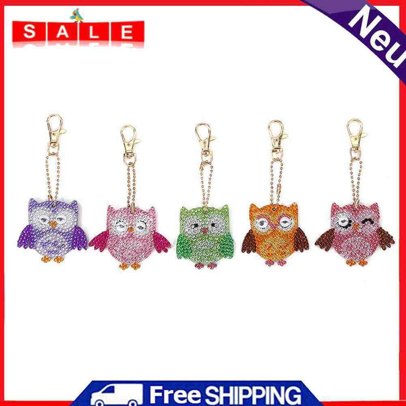 5pcs DIY Full Drill Special Shaped Diamond Painting Bird Acrylic Keychain Gifts