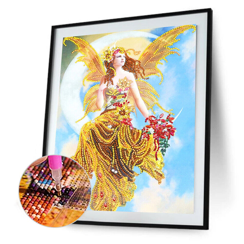 Partial Special Shape Diamond Painting Woman on Moon Art Picture (YX200)