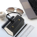 5 Grid Portable Glasses Display Box Folding Leather Sunglasses Bag (Black) Newly