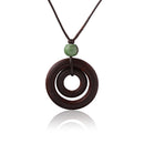 Jewelry Bead Women Brown Wood Necklace Long Double-circle Pendant Rope Chain