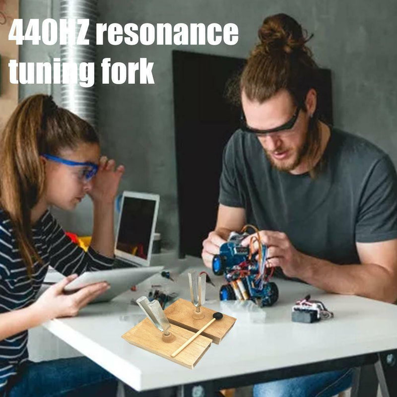 440 Hz Tuning Fork With Wooden Resonator And Beaters For Learning Musics