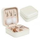 Portable Earrings Rings Storage Box PU Leather Jewelry Display Case (White)