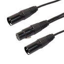 3P XLR Female Jack to Dual 2 Male Plug Y Splitter Cable Adaptor Cord 1Ft