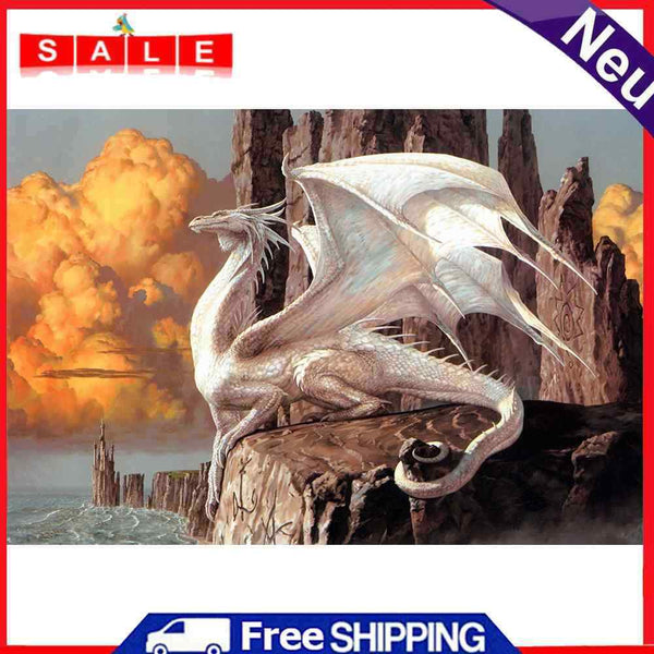 5D DIY Full Round Drill Diamond Painting Cartoon Dragon Home Wall Art Craft Gift
