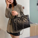 Embroidery Thread Chain Crossbody Tote Female Large Lattice Trending Handbag