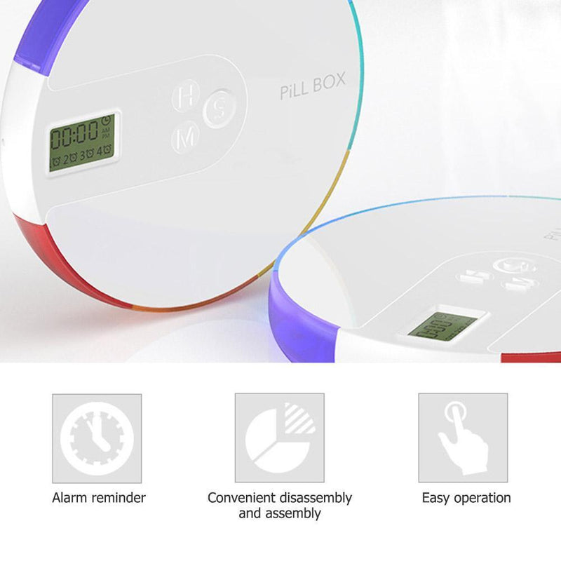 qiheiyipian 7 Grid Pill Box Alarm DIY Digital Organizer Medicine Timing Remembrance