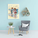 Partial Embroidery 11CT Cross Stitch Kit Seaside Boy and Girl DIY Stamped Newly