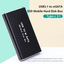 HDD Enclosure Mobile HDD Case mSATA to Type-C 3.1 Adapter SSD Disk Box Tools