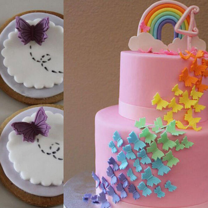 3pcs Butterfly Spring Plastic DIY Fondant Cake Molds Kitchen Baking Mould Newly