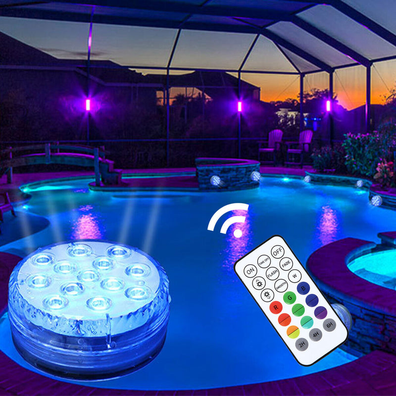 Pool Lights - Battery Operated Submersible LED Lights with Remote RF 16 Colors