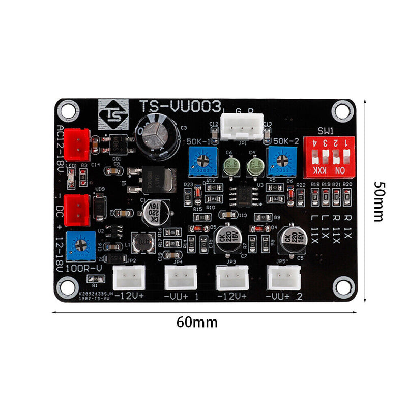 Stereo Audio Digital VU Meter Driver Board Adjustable DB Level Amplifier Mo