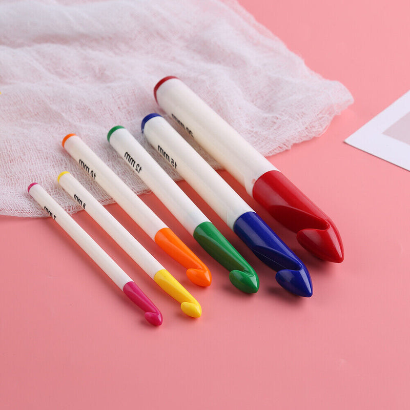 6pcs/set Handle Knitting Needles Aluminum Crochet Hooks for Weaving Sewing Newly