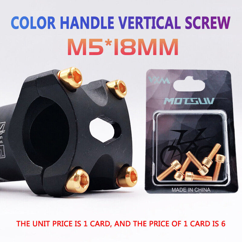 6x MTB Stem Bolts M5x18mm Titanium Plated Allen Hex Head Stem Screws with Was