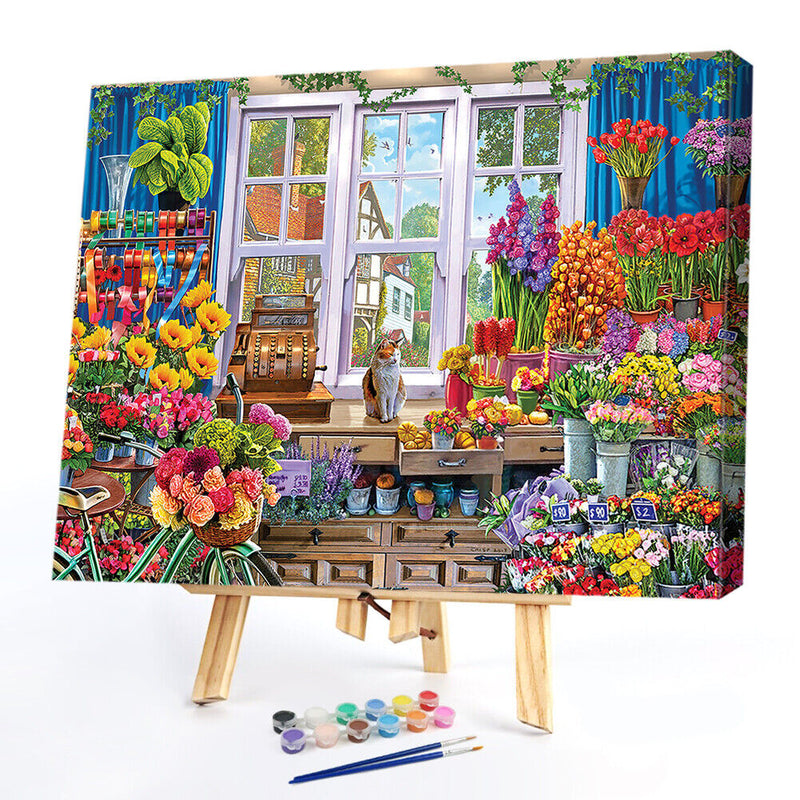 Paint By Numbers Kit DIY Flower Room Colouring Oil Art Picture Craft (B33)