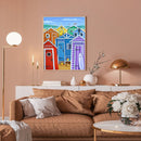 Frameless Oil Paint By Numbers Sea Colorful House DIY Canvas Picture Craft