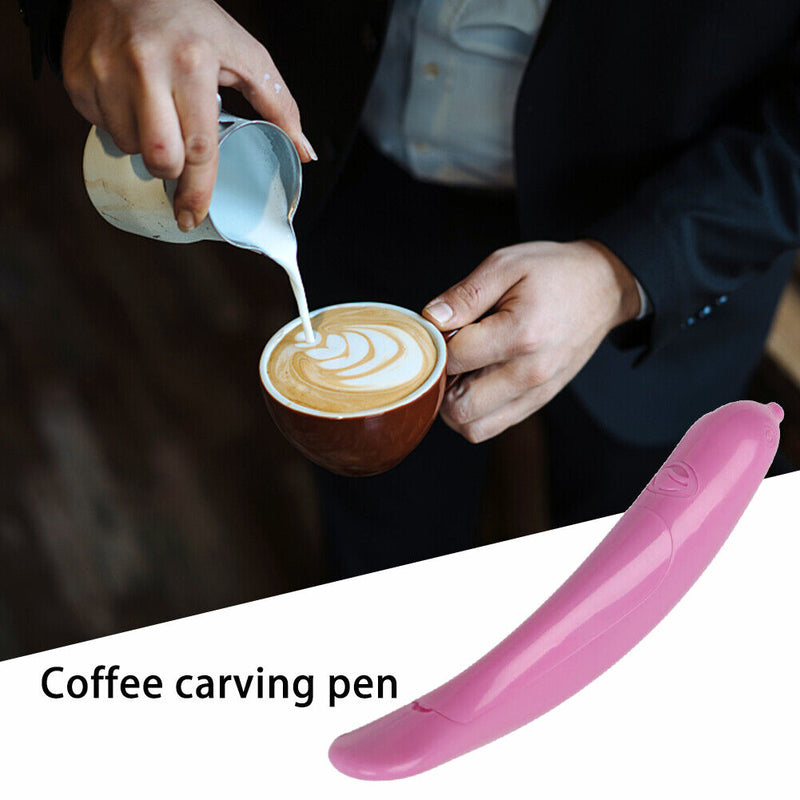 Electrical Latte Art Pen Coffee Carving Cappuccino Pull Flower Decor (Pink)