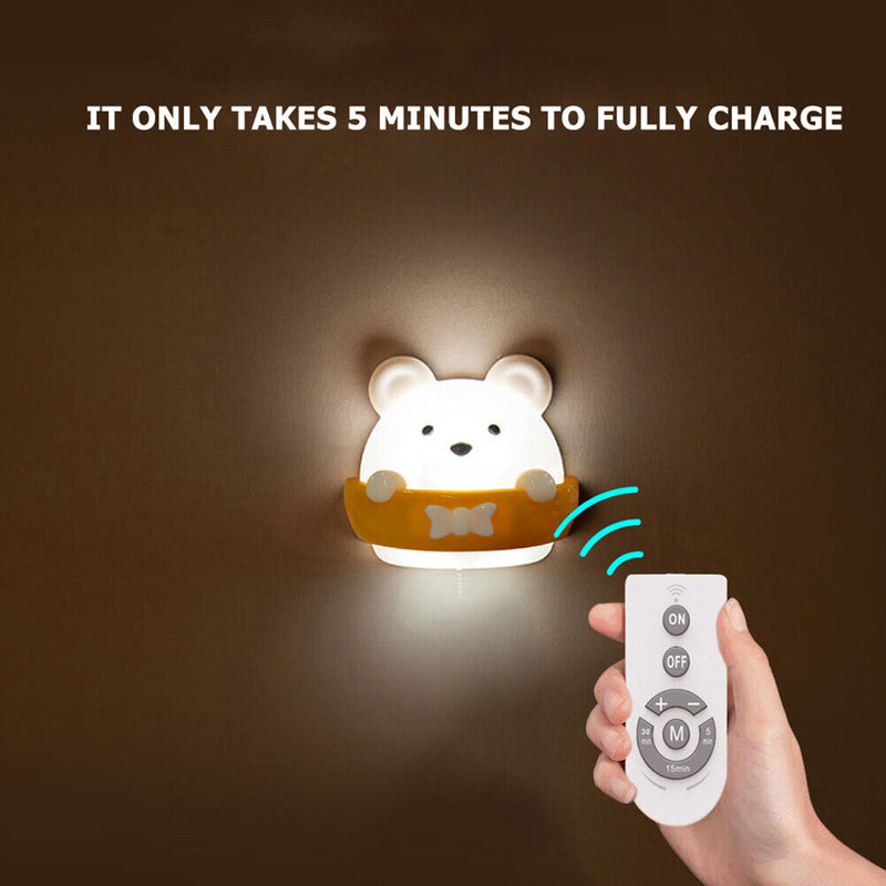 Bear Shape Hallway Wall Lamp Bedside Night Light with Remote Control (B)
