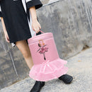 Girl Ergonomic Bow Tie Ballet Backpack Adjustable Lace Dance Bag (Pink) Newly