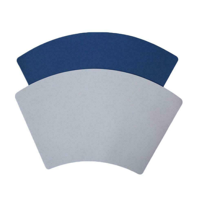 6pcs gray blue 30*50 fan-shaped placemat*1pcs32*32 round mat Q5J9