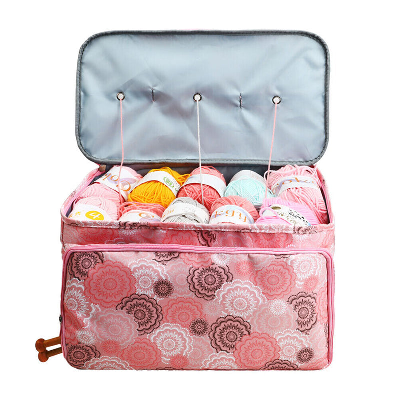 600D Oxford Cloth Yarn Case Storage Bag Printed Knitting Crochet Tools Pouch