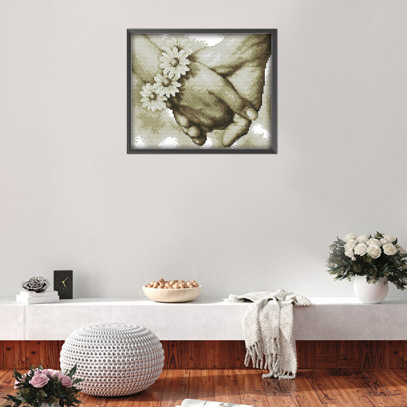 Partial Cross Stitch 11CT Hand in Hand Counted Embroidery DIY Needlework