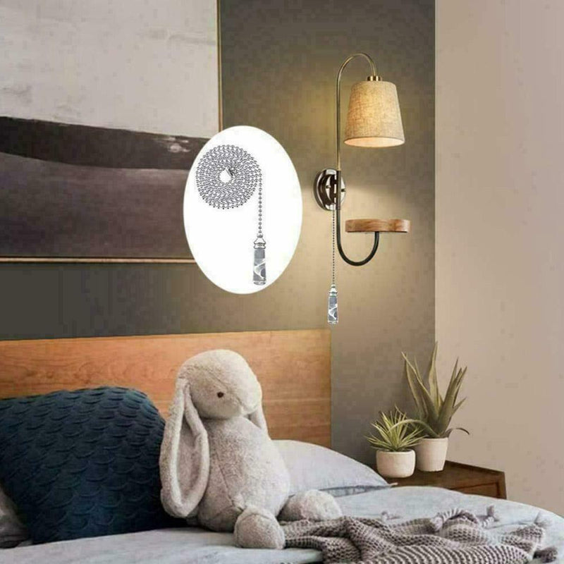 1X Ceiling Light Switch Pull Cord String Crystal Handle Decor With B0V2 HOT E6W0