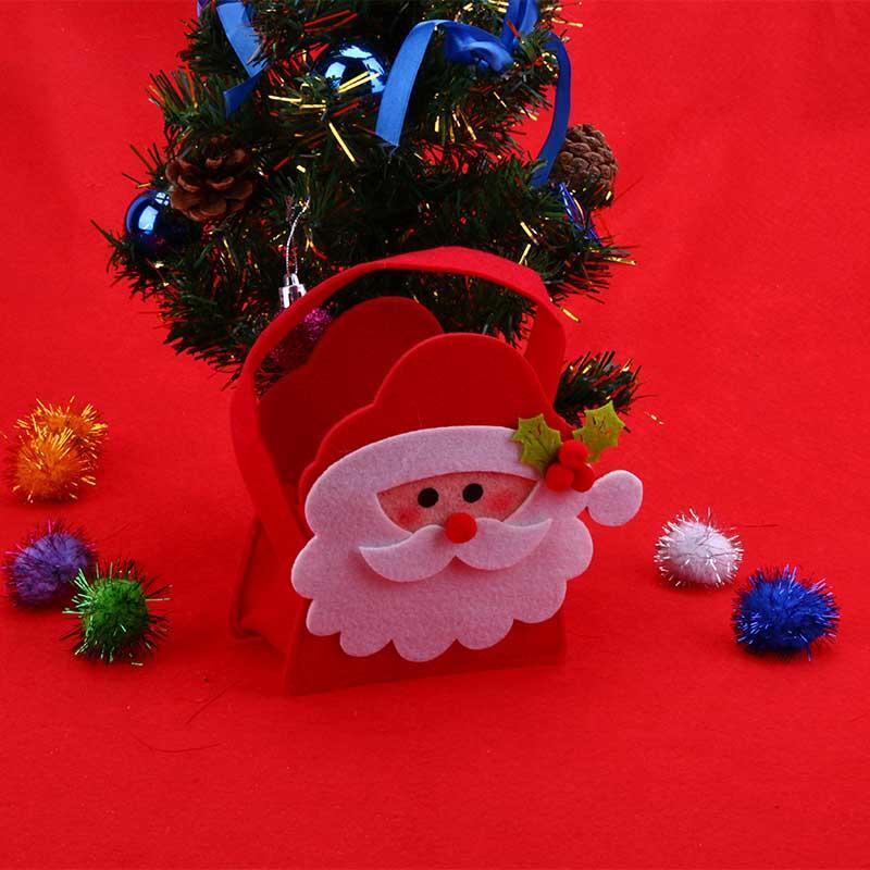 Christmas Gift Bag Kids Candy Handbag Xmas Party Decoration Sack(Santa)