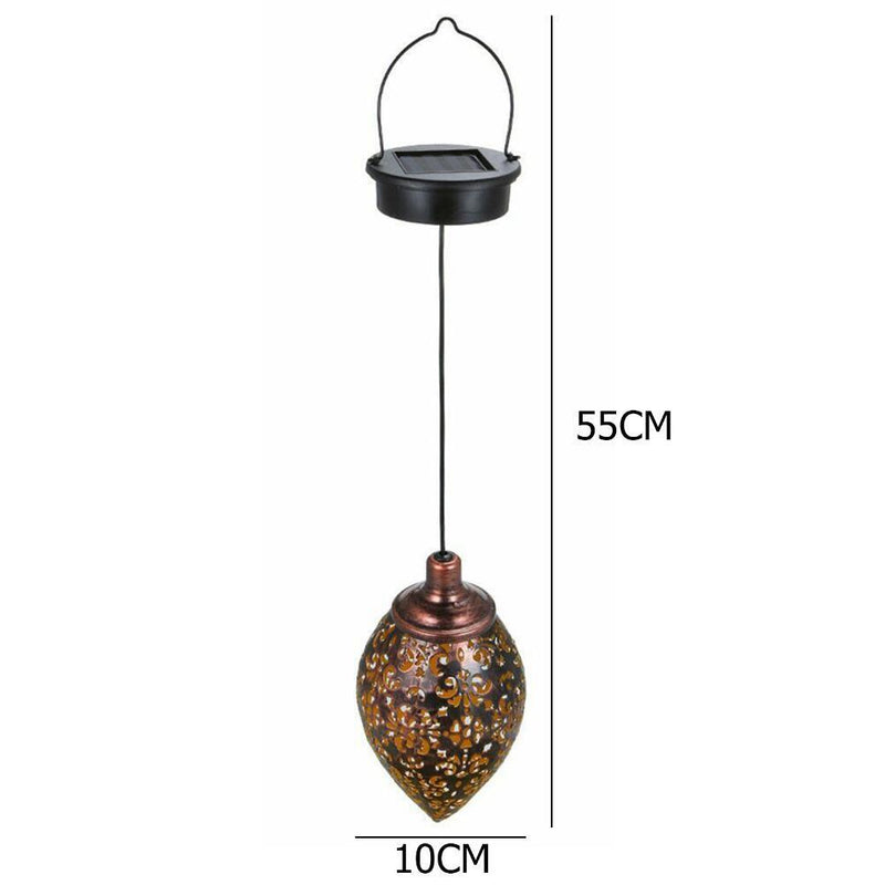 2xSolar Hanging Lights, Olive Shaped, Waterproof, Garden Metal Art LED Lamp