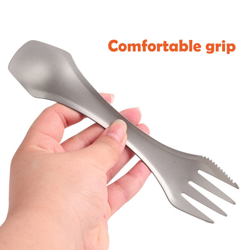 SUNDICK 3 in 1 Outdoor Camp Picnic Spoon Fork Titanium Kitchen Tableware Cutlery
