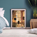 Girl Drinking Coffee Pattern Frameless Digital Paint Hand Painted Oil Picture