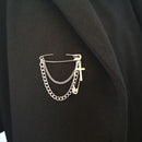 Hop Suit Accessory Minimalist Punk Brooches Cross Pendant Big Pins Long Chain