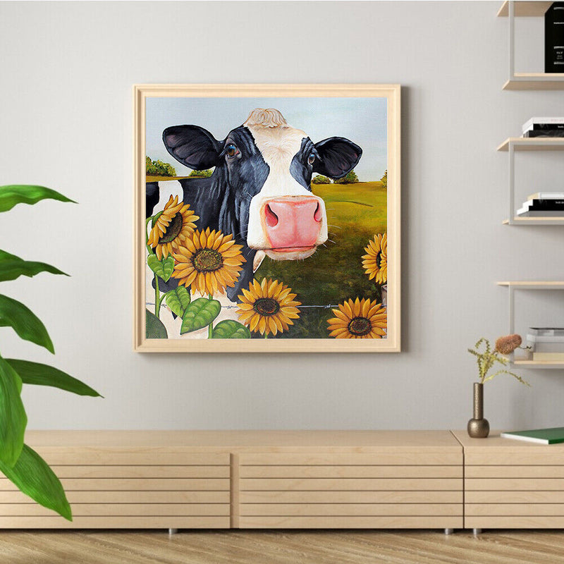Flower Cow Canvas Painted Oil Paint By Numbers Wall Art Modern Bedroom Decor
