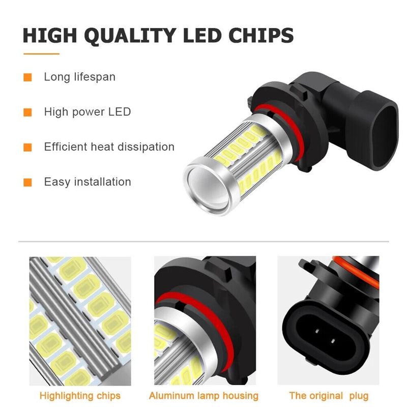 2pcs H8 LED Bulbs for Car Fog Lights 6000K 3030 SMD LED Fog Lamp Bulbs Universal
