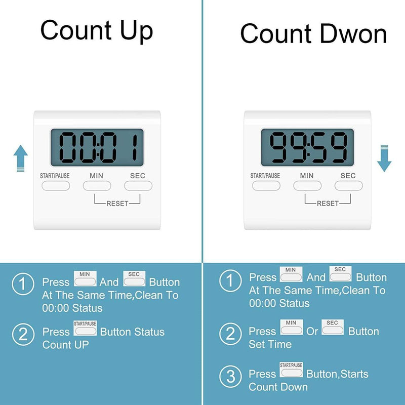 Magnetic Digital Kitchen Timer Alarm Clock Minute Countdown LCD for Cooking
