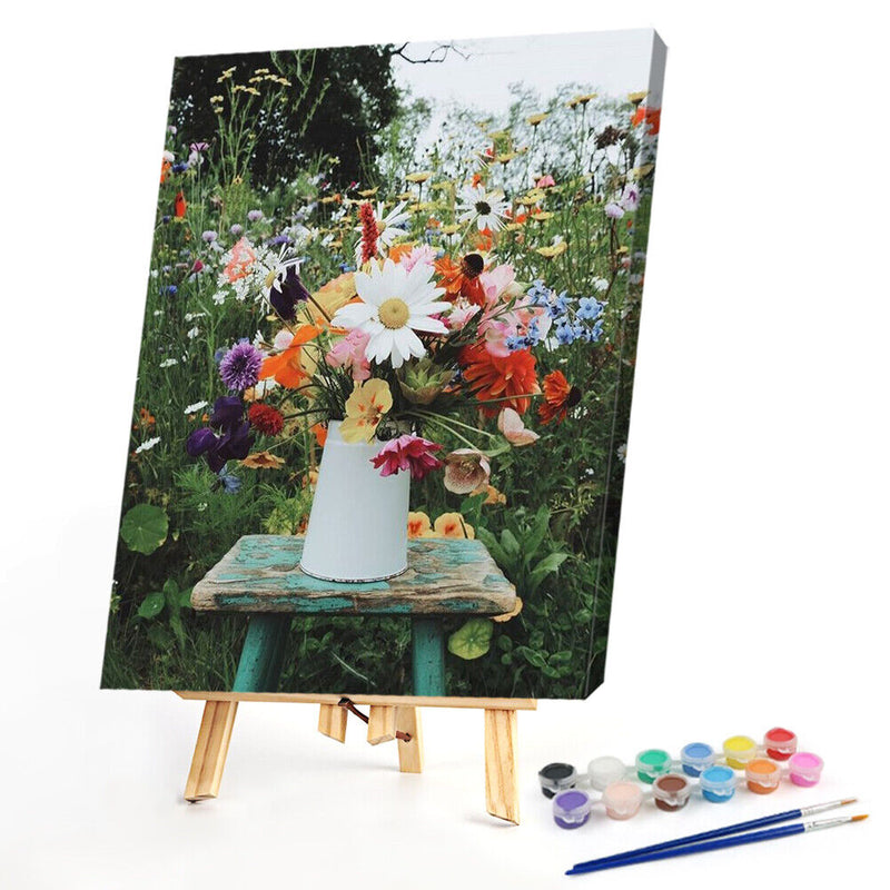 DIY Paint By Number Kit Vase on The Chair Acrylic Paint Craft Ornament Art
