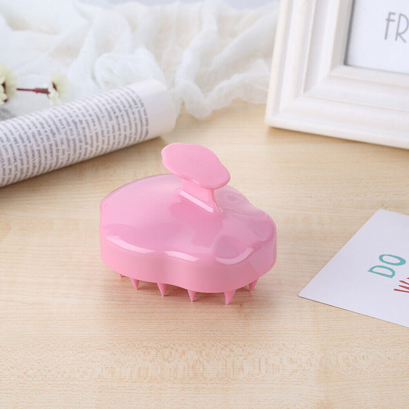 Silicone Hair Washing Comb Brush Head Scalp Massage Brush (Pink) Newly