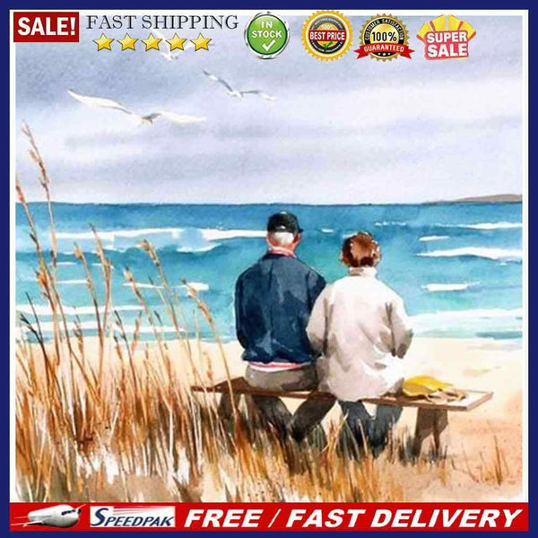 20X20cm Back View of Old Couple Frameless Oil Paint By Numbers DIY Painting K