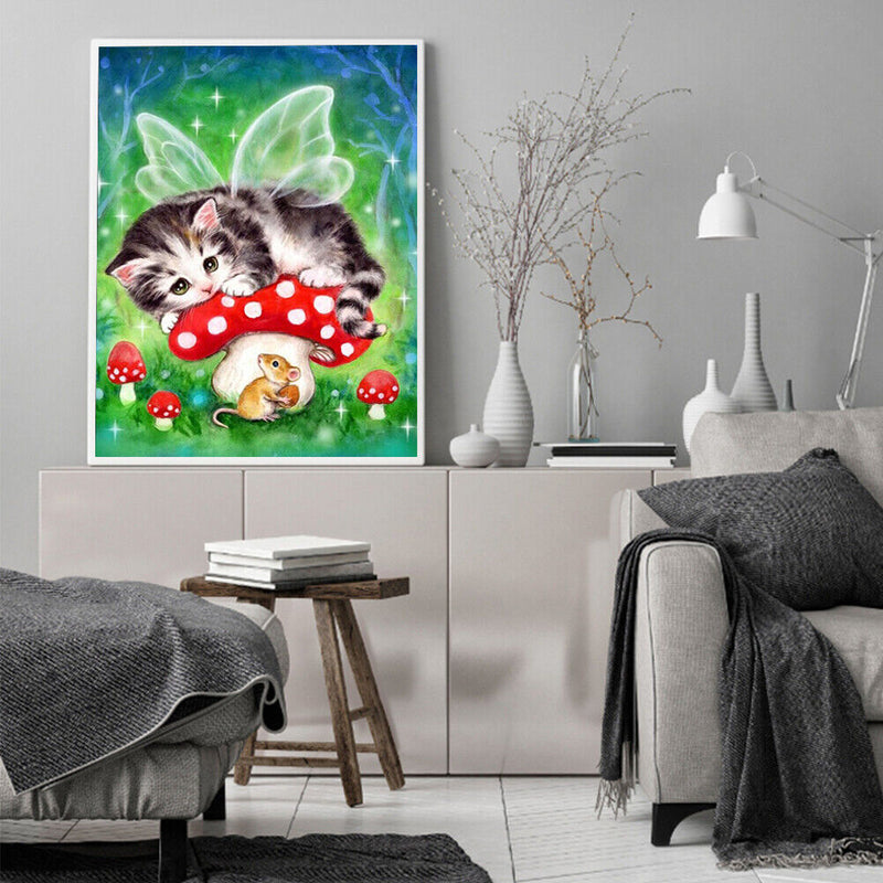 Cat Mouse Colouring Oil Canvas Pictures DIY Hand Painted Paint By Numbers Kit