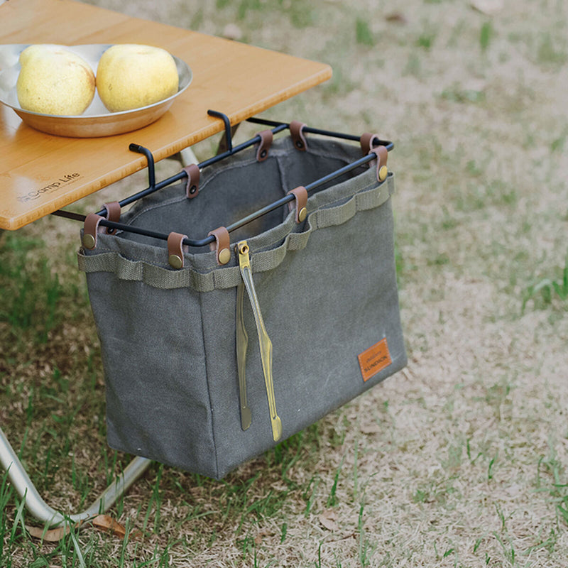 Table Side Storage Bag Multifunctional Folding Canvas Bags & Large Capacity